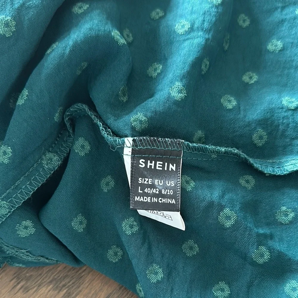 SHEIN Green Ruffled V-Neck Romper - Picture 2 of 2
